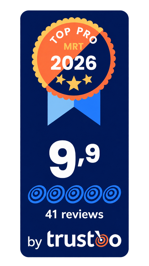 Trustoo Reviews badge showing a 9.9 rating from 41 reviews on a blue background.